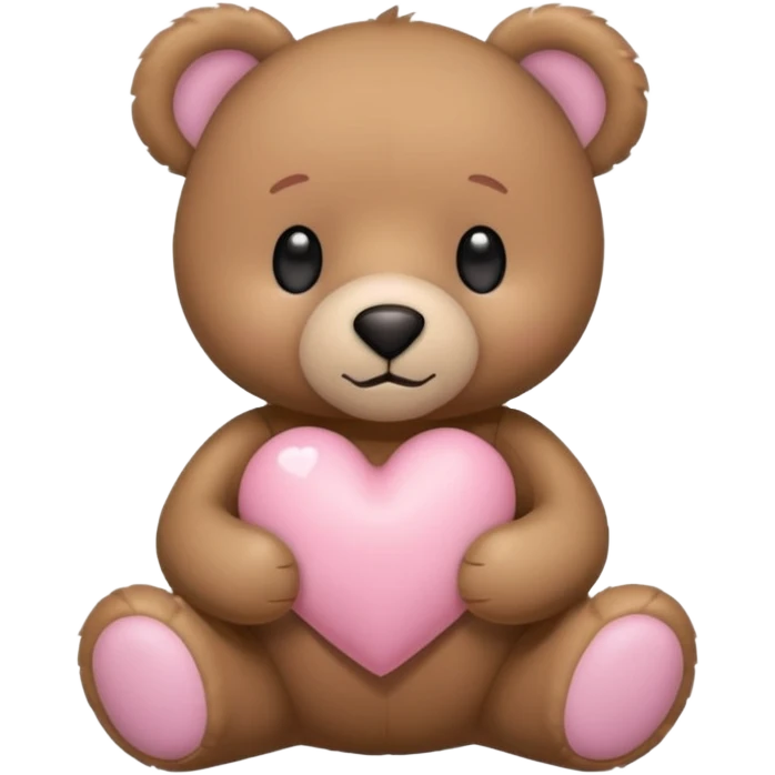 stuffed teddy holding light pink heart emoji