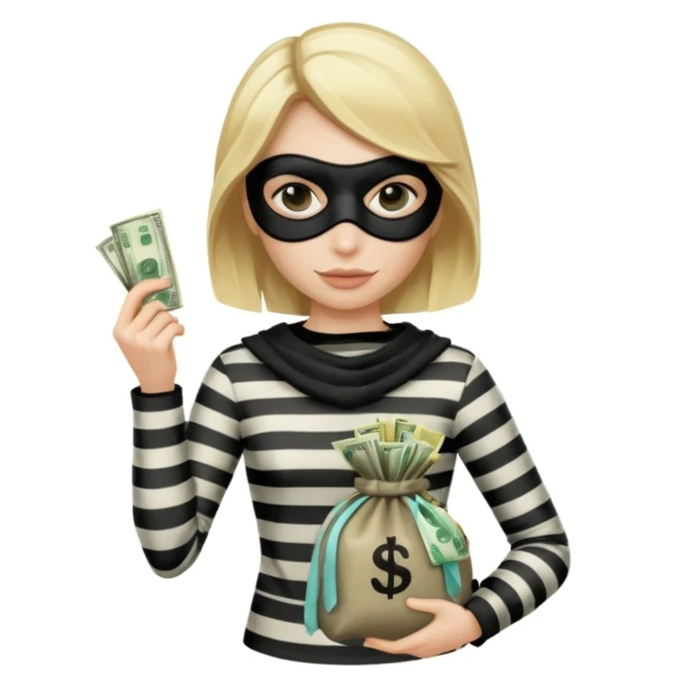 blonde woman dressed as a robber emoji