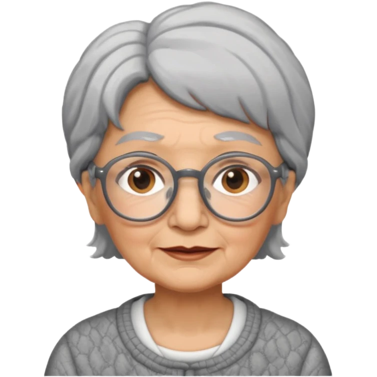 grandmother with glasses and gray hair, grizzle half body emoji