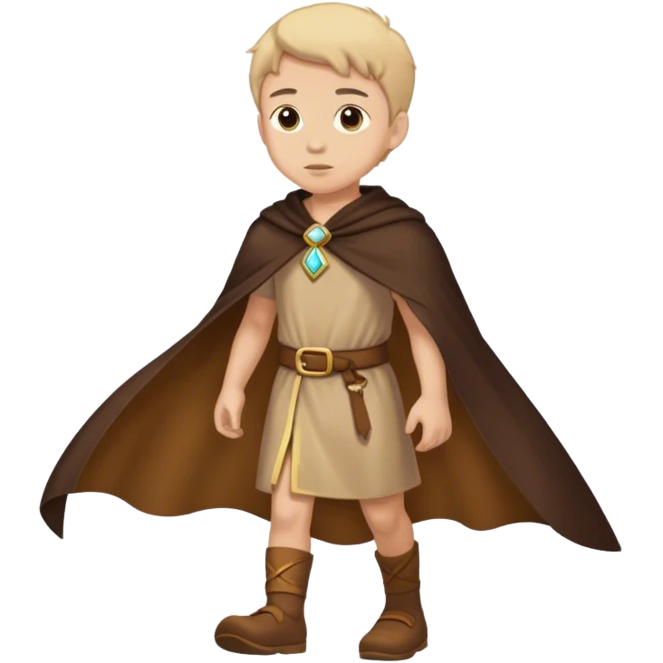 Boy walking with brown mantle emoji