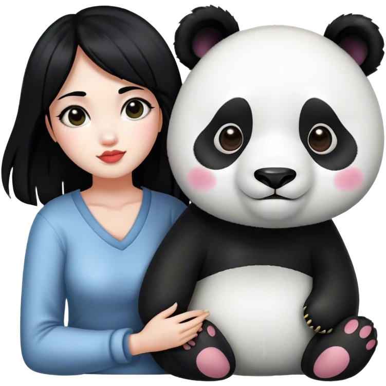 Black hair woman with panda emoji
