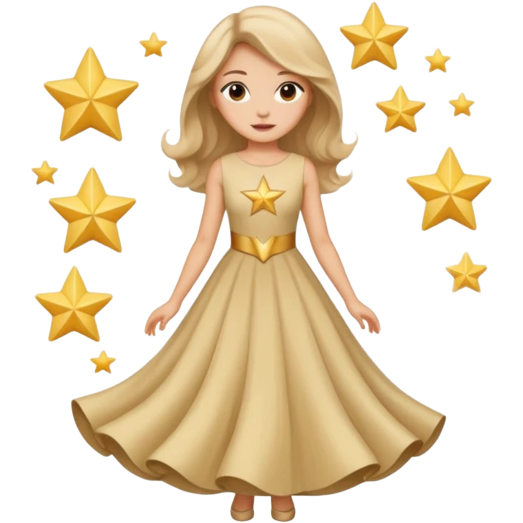 Real star shape face with a 👗 emoji