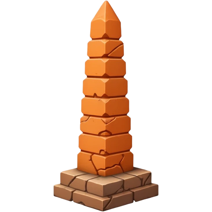 Penis shaped obelisk made of layered bricks, with acorn-shaped top attached emoji
