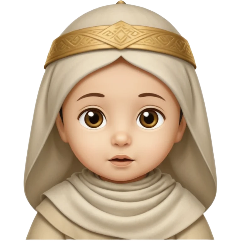 ancient arab baby with conical hat, white emoji