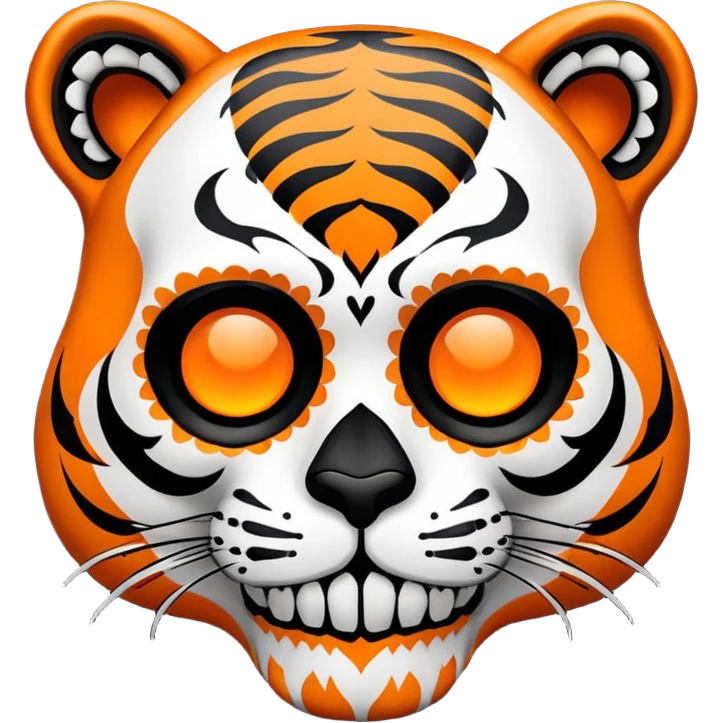skeleton tiger face with Day of the Dead sugar skull decoration for Twitch emote emoji