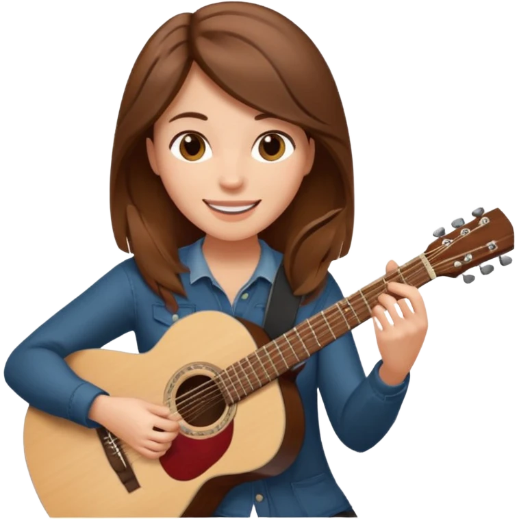 based on this "💁🏻‍♀️" emoji, draw a brown-haired woman playing an acoustic guitar emoji