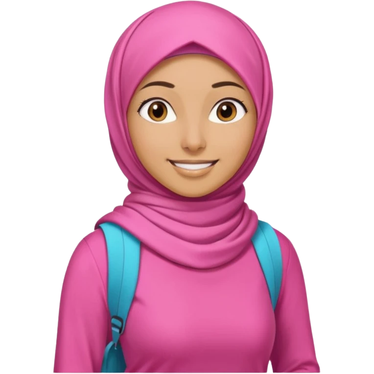 tan skin, hijabi young women in pink hijab, going for walk in active wear clothing emoji