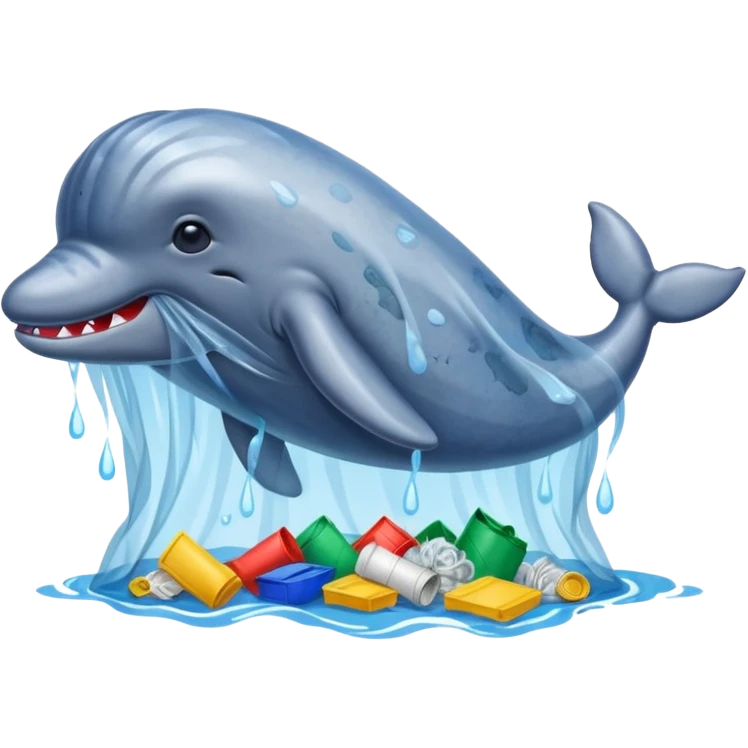 whale stuck in plastic waste bag emoji