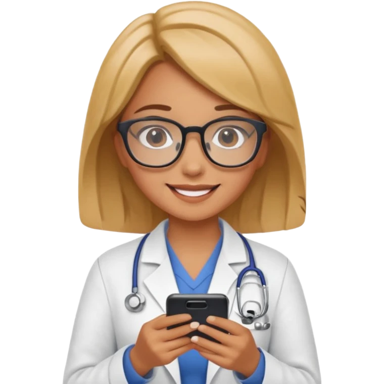A cute veterinarian girl that watching a movie on her phone emoji
