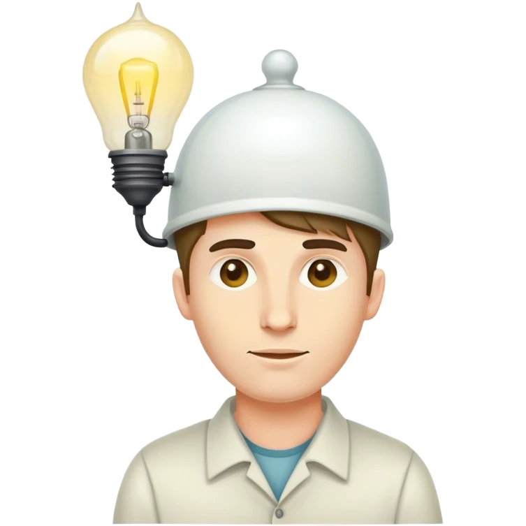 caucasian programmer with lamp on a head emoji