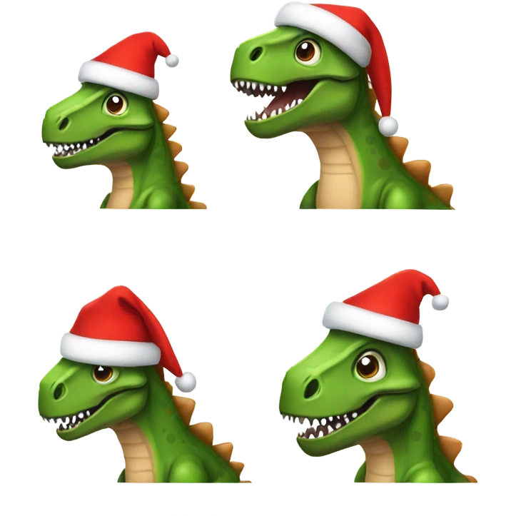 Dinosaur wearing santa hat emoji