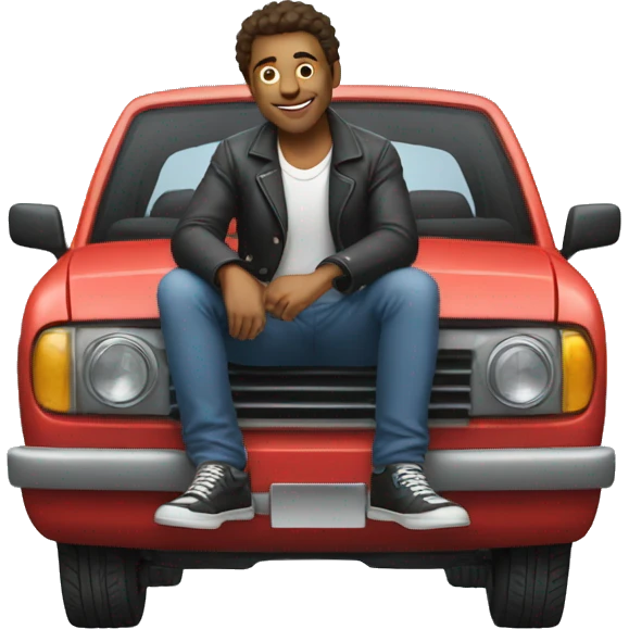 man sitting on top of car emoji