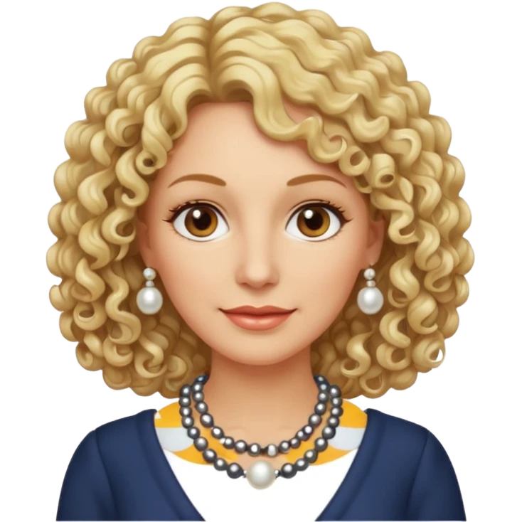 Femme frisée 50 ans  yeux marron blonde emoji