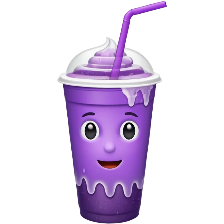 White solid paper cup filled with purple iced soda emoji