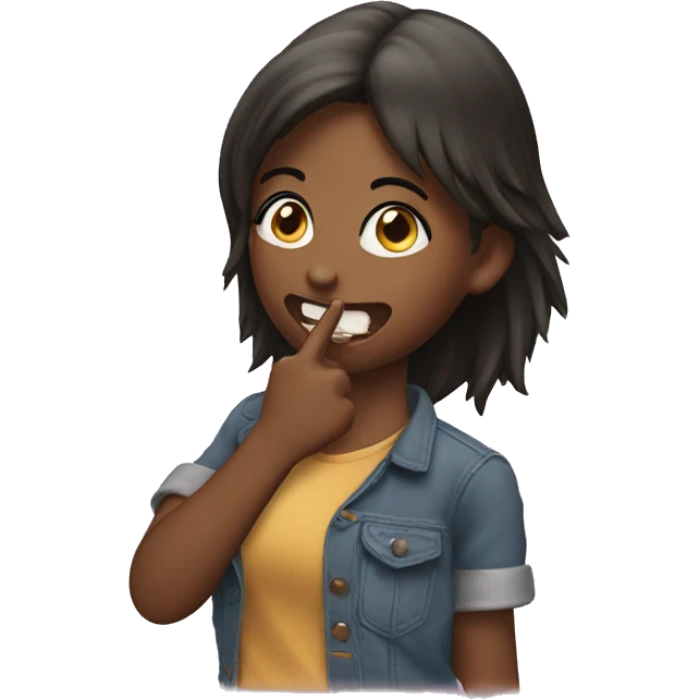 a girl biteing one finger cutley emoji