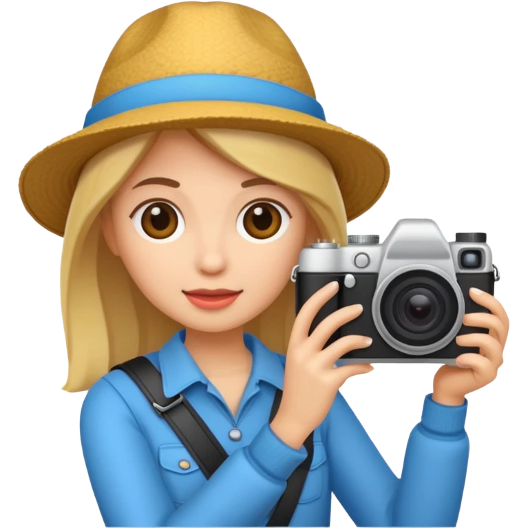 tourist woman holding camera emoji