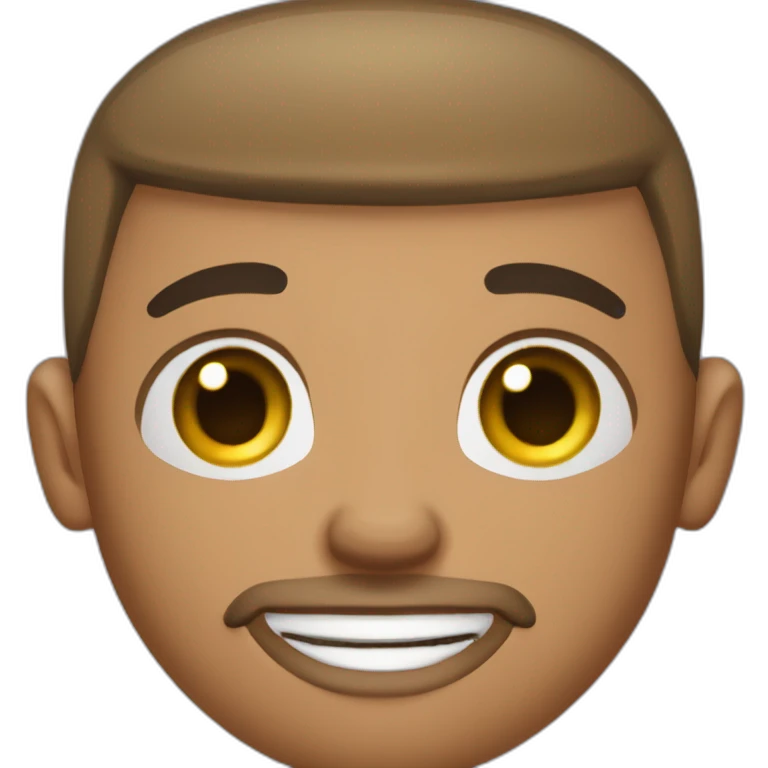 Light brown skin male with a buzz cut, goatee, ear stretchers in both ears, septum, eyebrow piercing, brown eyes emoji
