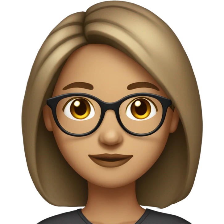 Girl with lashes and Longbob Brown Hair and dark blond highlights and she wears glasses emoji