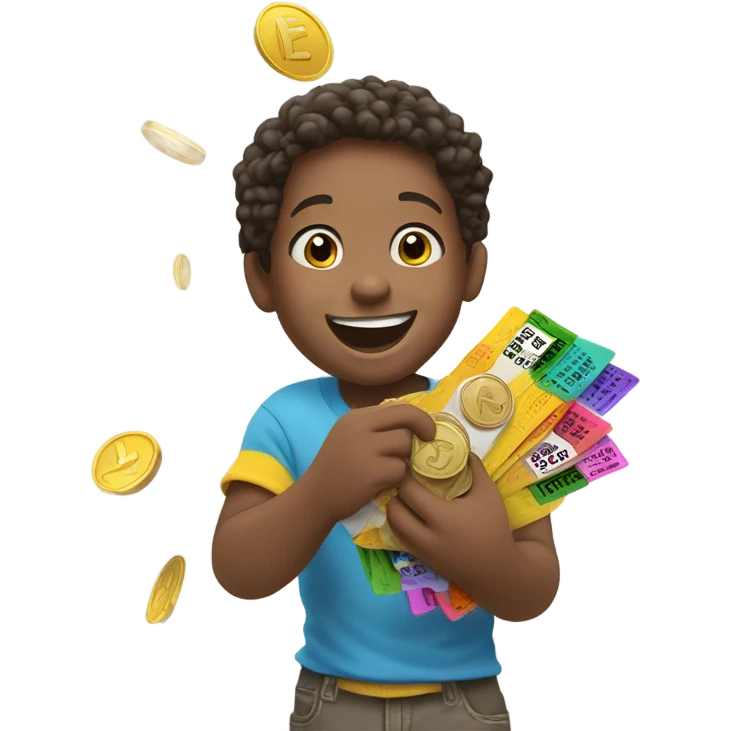 Kid winning a jackpot emoji