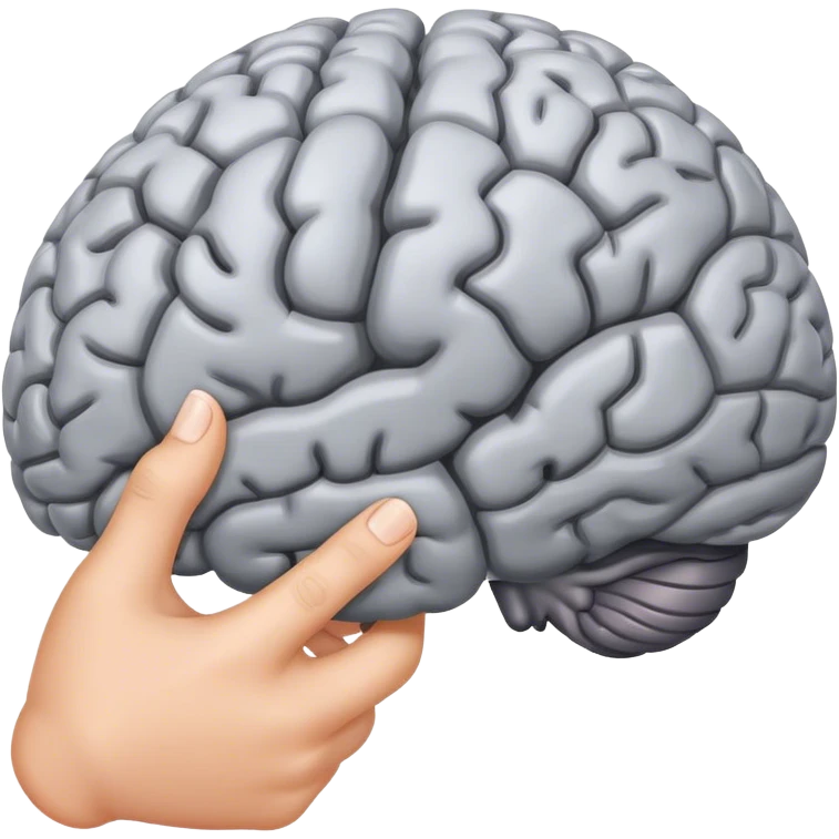 hand squeezing a brain emoji