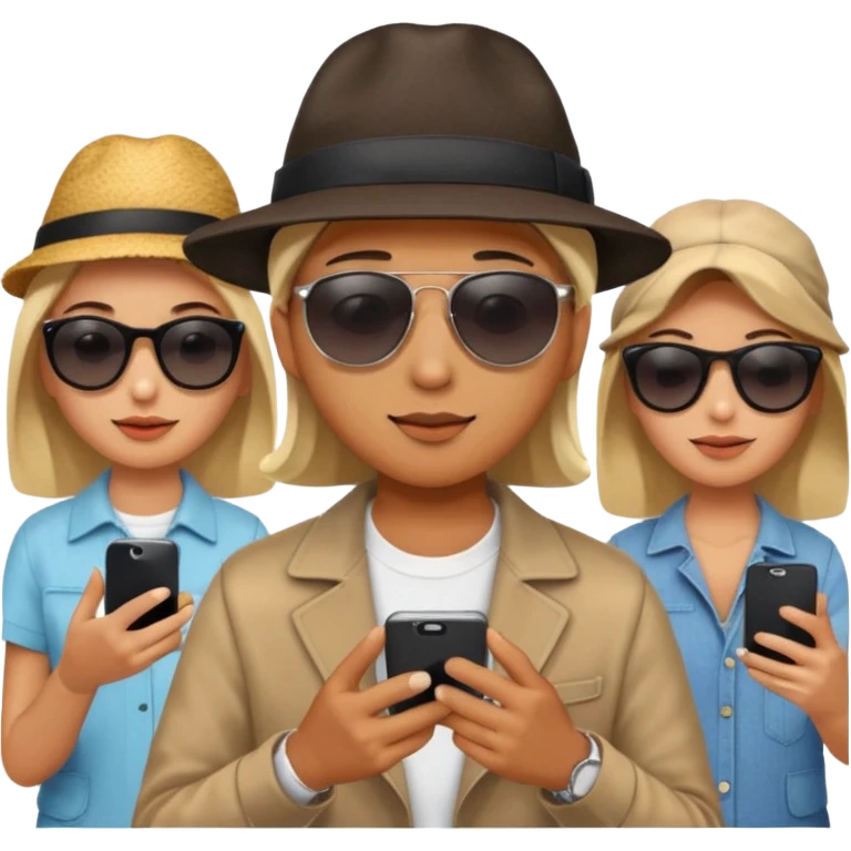 person searching something with iphone and people around emoji