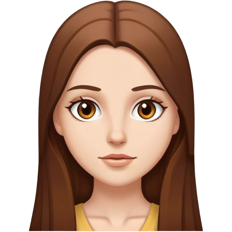 white girl long brown hair straight brown eyes emoji