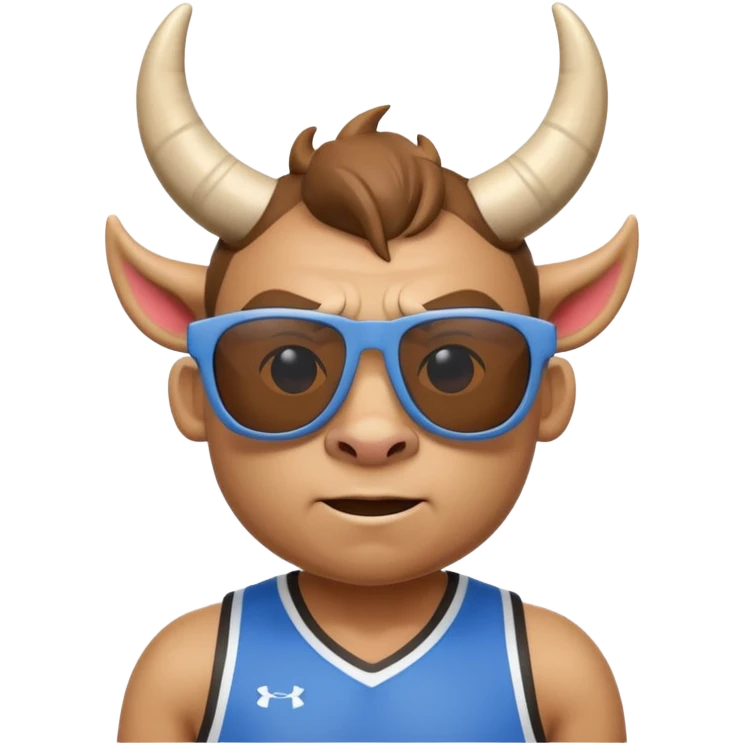 3D cartoon horned character portrait, wearing sunglasses, sports jersey, centered, clean background, no text, no watermark
 emoji