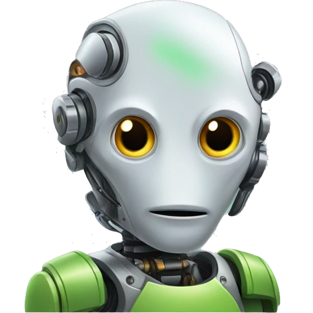 a robot with a gecko face emoji