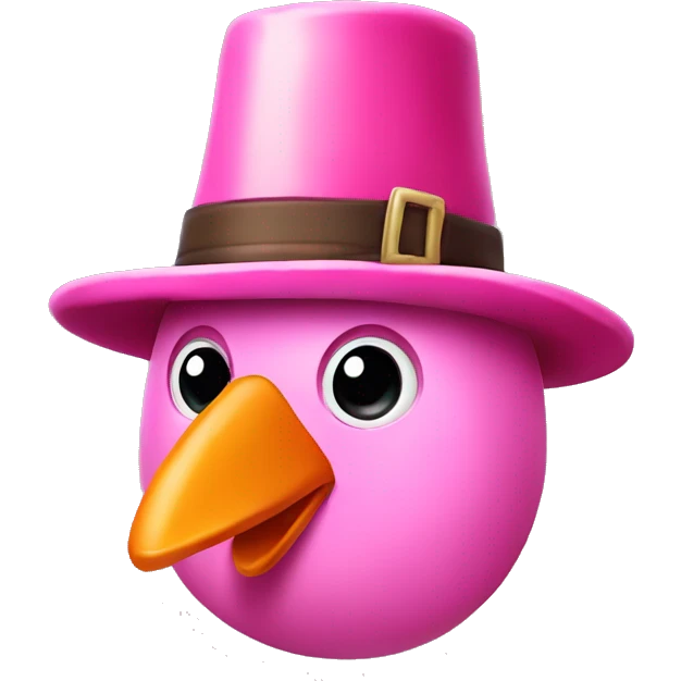 Pink thanksgiving turkey with pilgrim hat emoji