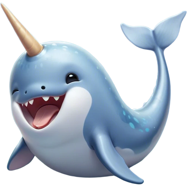 Cinematic Cute Yawning Cute Narwhal Portrait Emoji, Head tilted slightly with a dramatic, wide-open yawn, showcasing a streamlined, elegant body with a gracefully curling tusk and sleepy, half-closed eyes, Simplified yet irresistibly adorable features, highly detailed, glowing with a soft, cozy oceanic glow, high shine, relaxed yet expressive, stylized with a hint of whimsical marine ease, soft glowing outline, capturing the essence of a drowsy yet affectionate cute narwhal that appears ready to stretch and yawn its way out of the screen! emoji