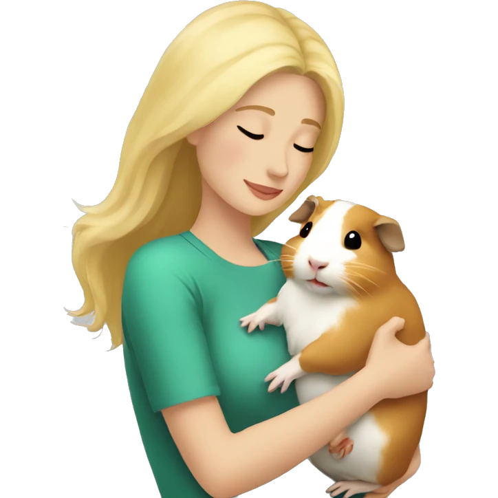 Blonde Woman hugging a guineapig emoji