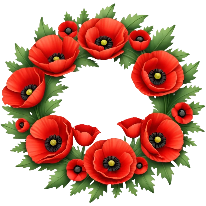 memorial wreath with poppies emoji