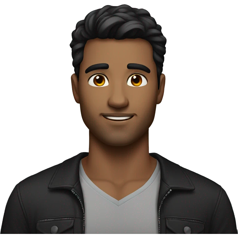 Handsome guy with dark hair and beauty mark and black shirt  emoji
