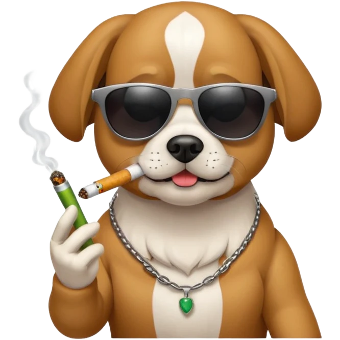 Dog with sunglasses smoking a joint emoji