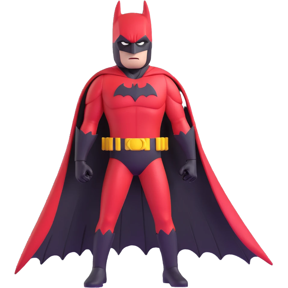Batman wearing a red suit emoji