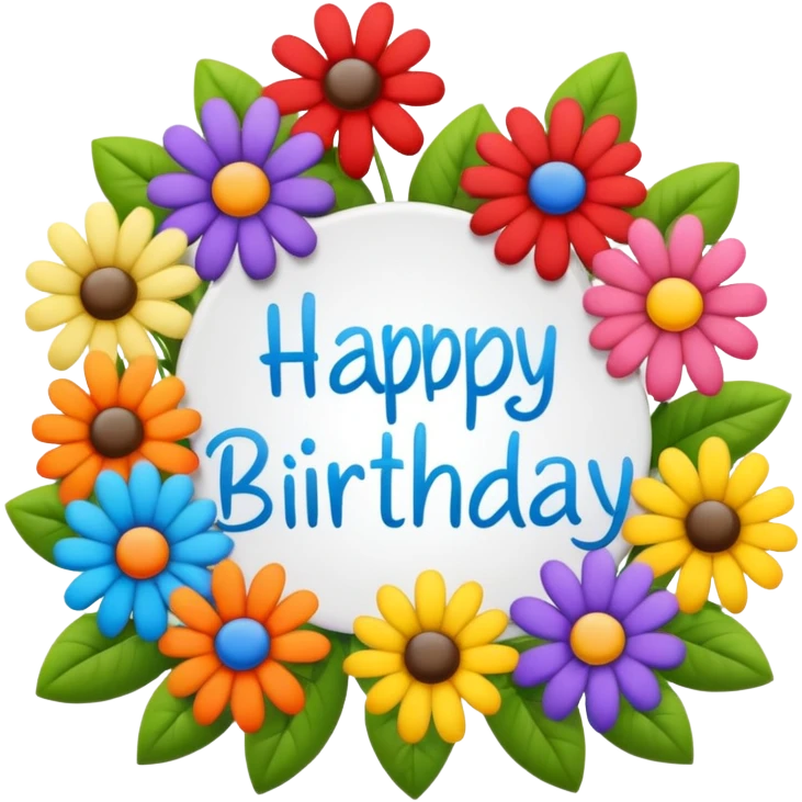 Multicolored flowers with happy birthday sign emoji