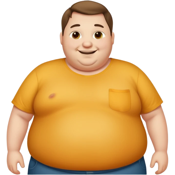 Hombre obeso mórbido con la barriga saliendo de la camisa emoji