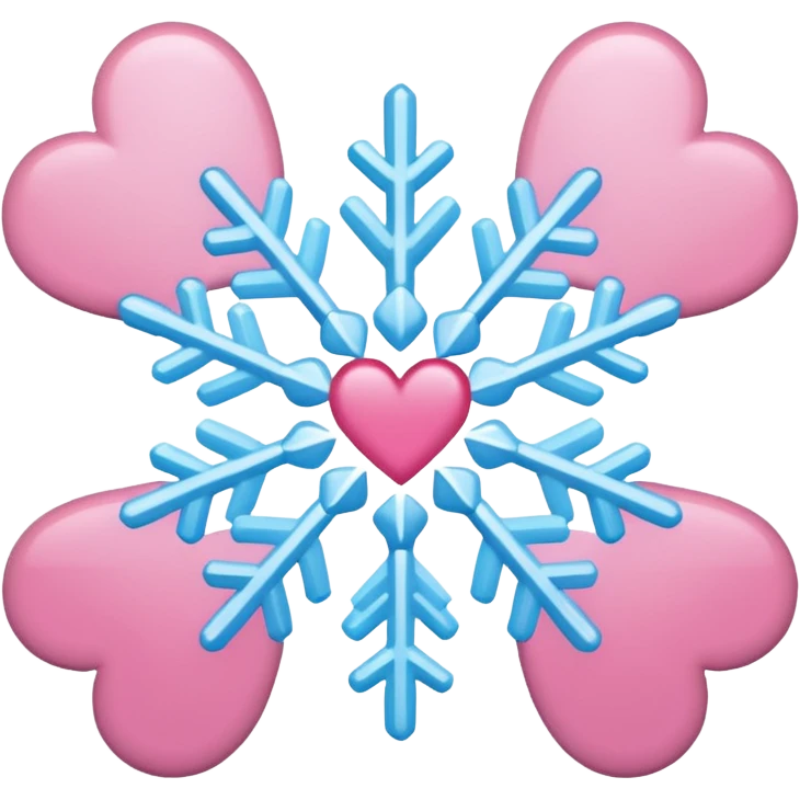 snowflake pink heart color white baby blue and pink emoji