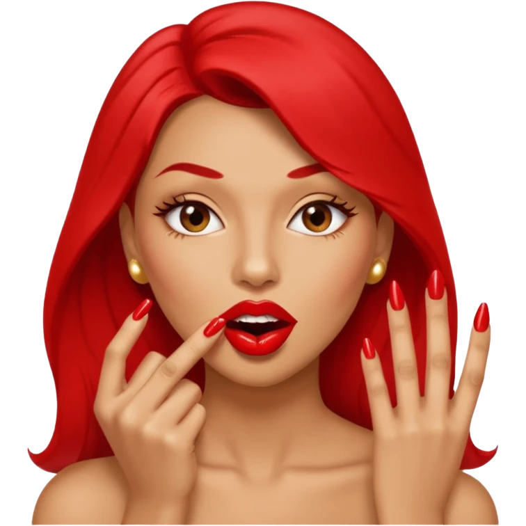 Big lips long nails bestie circle head biting her 1 nail emoji