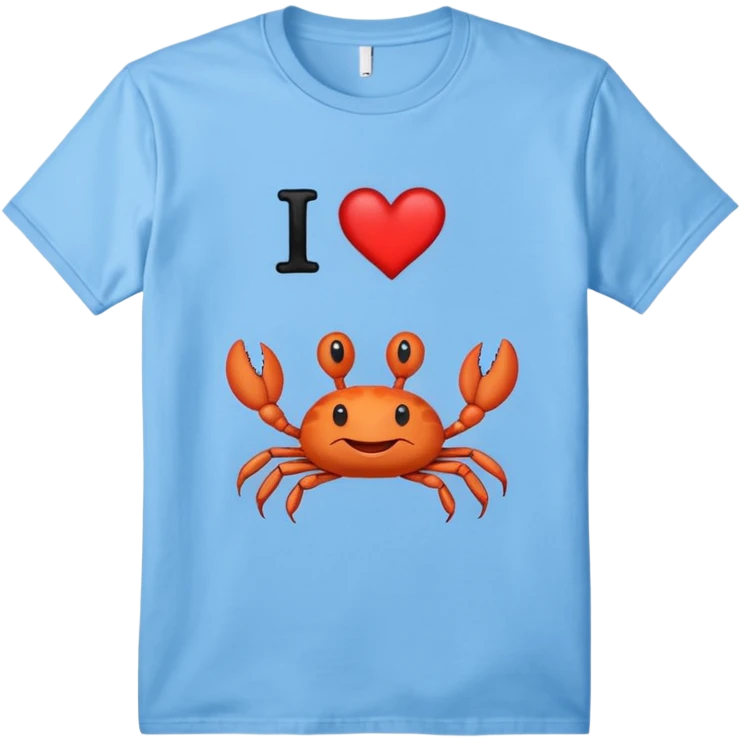 Blue shirt with the text I love krabby  emoji