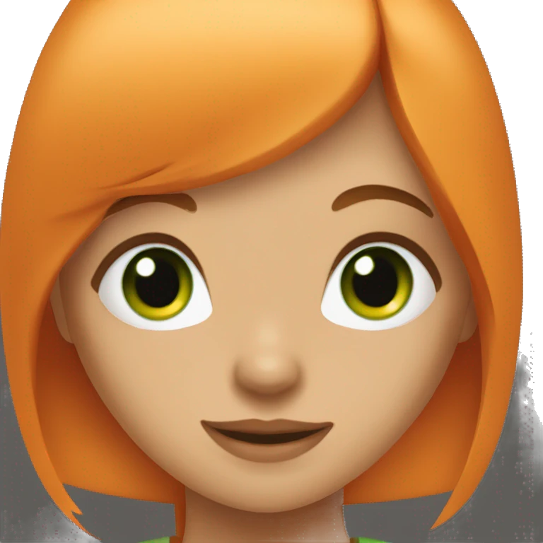 girl with orange straight long hair and bangs and green eyes emoji