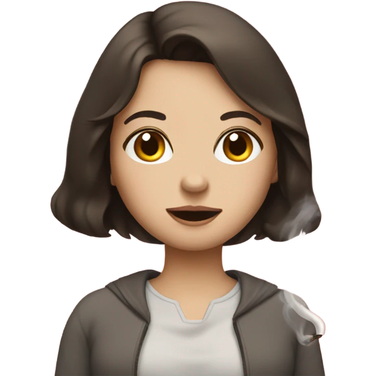 Brunette girl with heart and smoking emoji