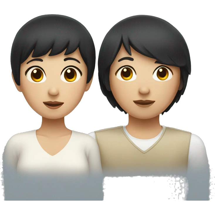 asian woman with black short hair and bangs with the love of their life emoji