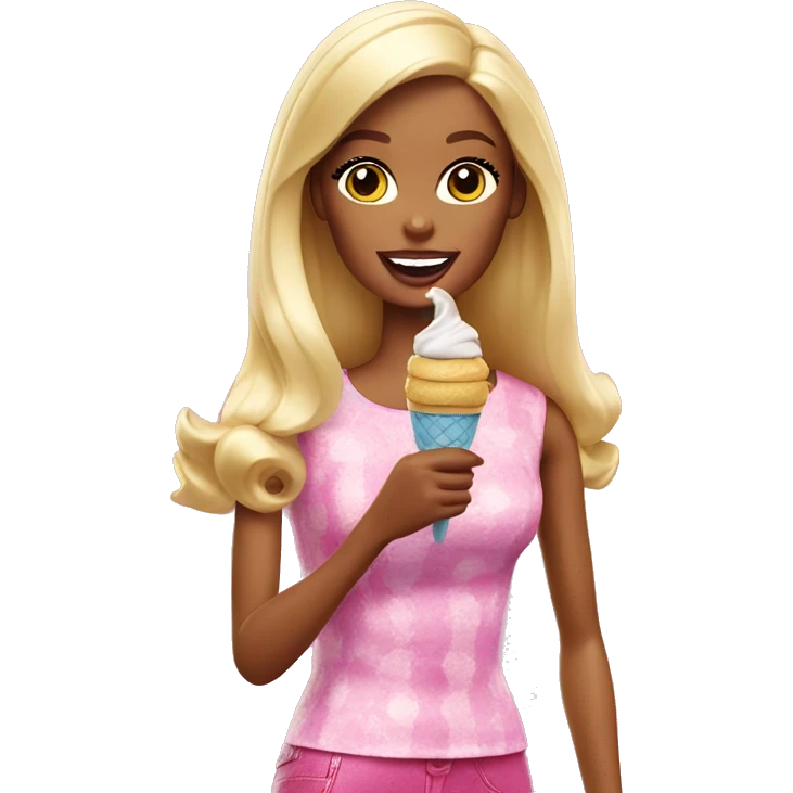 Barbie eating ice cream emoji