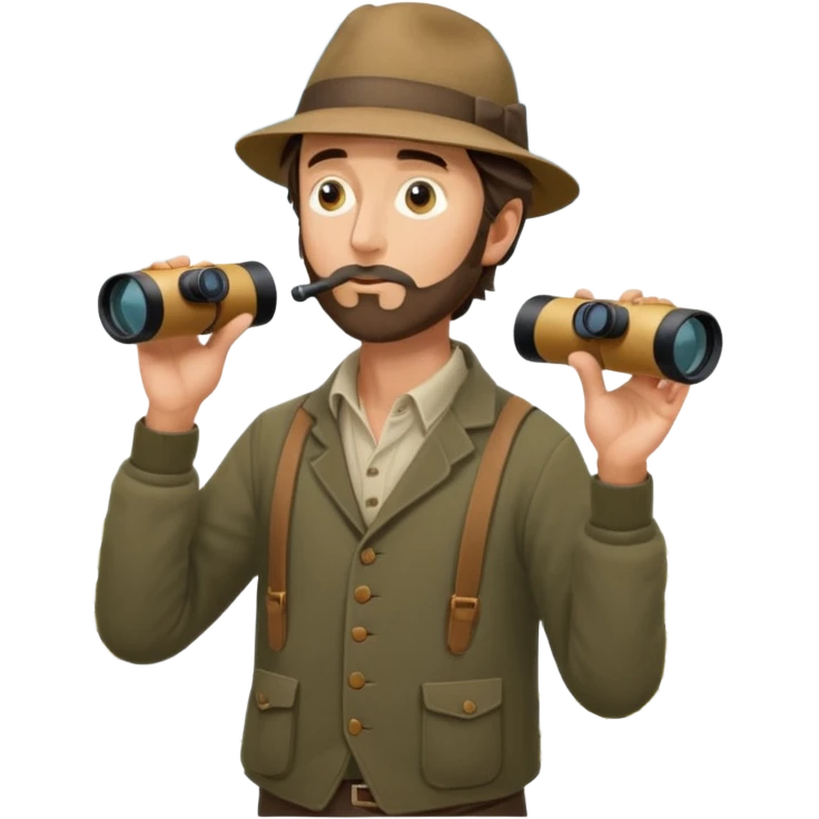henry David thoreau full body looking up  birdwatching with binoculars emoji