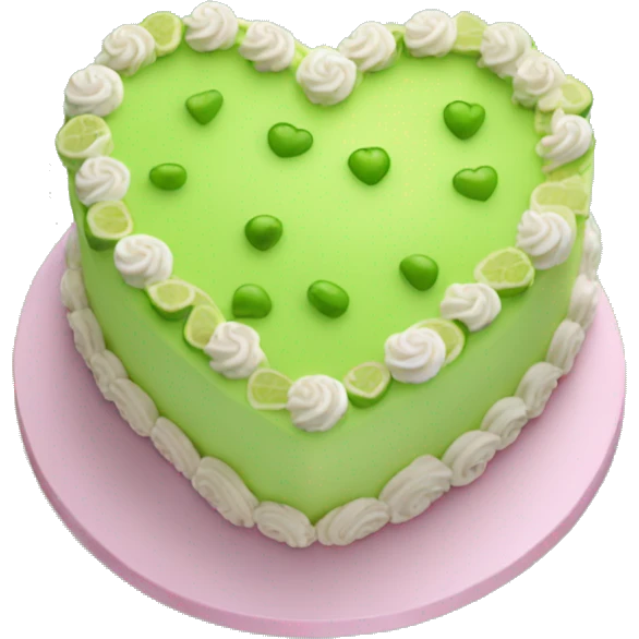Lime coloured heart shaped  birthday cake  emoji