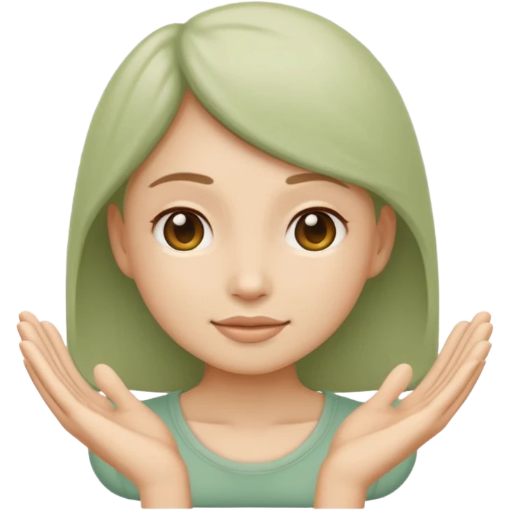 Minimal wellness emoji representing tighter skin and firmness,
subtle lifting effect, smooth contours, calm and natural,
no beauty or cosmetic symbols, soft sage green color palette emoji