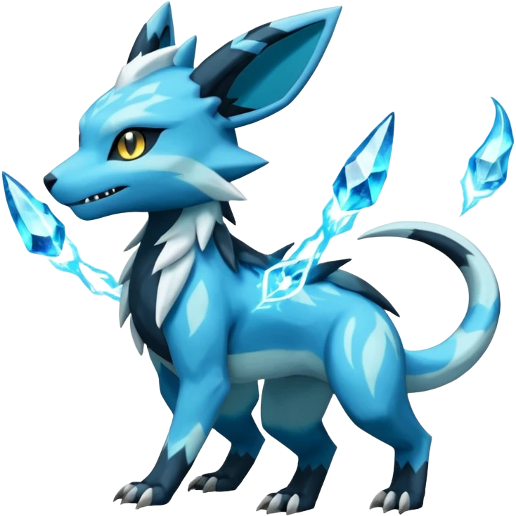 Glaceon-Salandit-Electrike-Zeraora-Fakémon-hybrid-creature (full body)  emoji