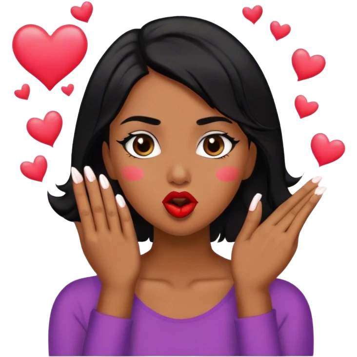 Mulher morena cabelos negros mandando beijos  emoji