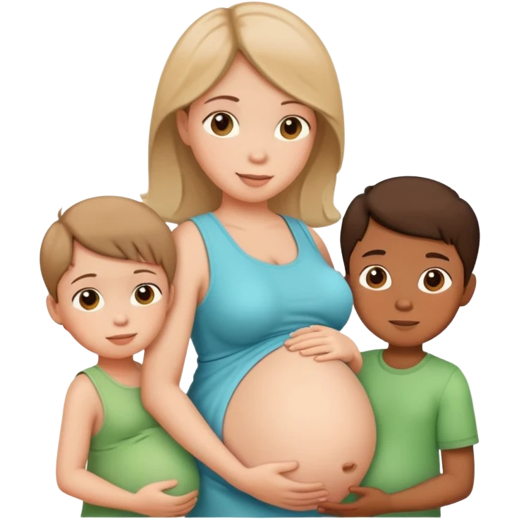A pregnant woman with two childrens  emoji